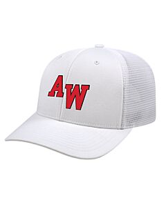 Flexfit 110® Trucker Mesh Back Cap - Puff Embroidery Logo &amp; "Westerners" on back-White