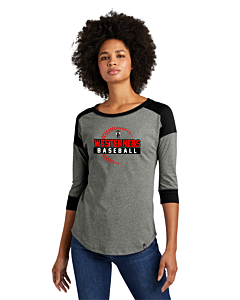 New Era® Ladies Heritage Blend 3/4-Sleeve Baseball Raglan Tee - DTG - Logo 1