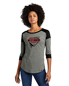 New Era® Ladies Heritage Blend 3/4-Sleeve Baseball Raglan Tee - DTG - Logo 2