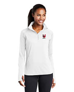Sport-Tek® Ladies Sport-Wick® Stretch 1/2-Zip Pullover - Embroidery -White