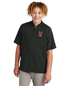 New Era® Youth Cage Short Sleeve 1/4-Zip Jacket - Embroidery -Black